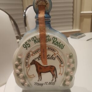 Churchill Downs Ceramic Decanter. Never Opened. Full Of Burbon Whiskey. Original